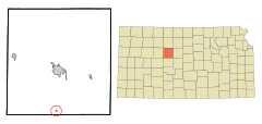 Ellis County Kansas Incorporated and Unincorporated areas Schoenchen Highlighted.svg