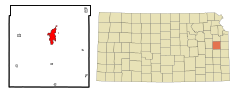 Franklin County Kansas Incorporated and Unincorporated areas Ottawa Highlighted.svg