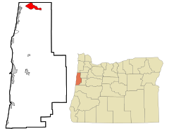 Lincoln County Oregon Incorporated and Unincorporated areas Rose Lodge Highlighted.svg