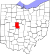 Mapa de Ohio con la ubicación del condado de Union