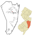 Ocean County New Jersey Incorporated and Unincorporated areas Silver Ridge Highlighted