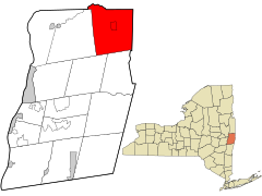 Rensselaer County New York incorporated and unincorporated areas Hoosick highlighted.svg