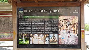 Archivo:Ruta de Don Quijote. Parque de la Fiesta del Árbol. Calle Nuestra Señora de Montserrat. Albacete 2