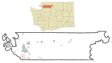 Skagit County Washington Incorporated and Unincorporated areas Conway Highlighted.svg