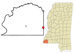 Wilkinson County Mississippi Incorporated and Unincorporated areas Centreville Highlighted.svg