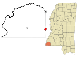 Wilkinson County Mississippi Incorporated and Unincorporated areas Centreville Highlighted.svg