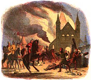Archivo:A Chronicle of England - Page 112 - William Receives a Fatal Hurt at Mantes