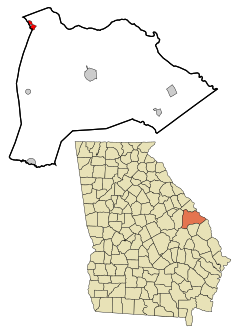 Burke County Georgia Incorporated and Unincorporated areas Keysville Highlighted.svg