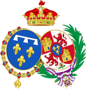 Archivo:Coat of Arms of Antoine and Luisa Fernanda of Spain, Duke and Duchess of Montpensier