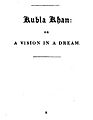 Kubla Khan titlepage