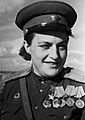 Lyudmila Pavlichenko (with gold star)