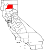 Mapa de California con la ubicación del condado de Shasta