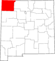 Map of New Mexico highlighting San Juan County