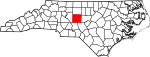 Mapa de Carolina del Norte con la ubicación del condado de Randolph