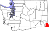 Mapa de Washington con la ubicación del condado de Asotin