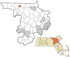 Middlesex County Massachusetts incorporated and unincorporated areas East Pepperell highlighted.svg