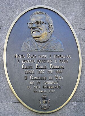 Archivo:Placa de Celso Emilio Ferreiro en Vigo
