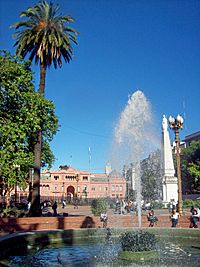 Plaza de Mayo Casa Rosada fuentes pirámide palmera.jpg