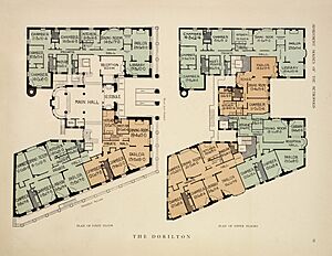 Archivo:The Dorilton. Plan of first floor; Plan of upper floors (NYPL b12647274-464841) (cropped)