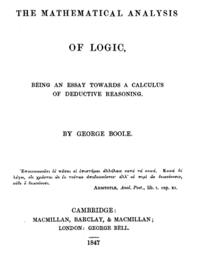 Archivo:Boole. The Mathematical Analysis of Logic. Header