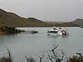 Catamarán "Hielos Patagónicos", en el Lago Pehoé, Parque nacional Torres del Paine, sur de Chile