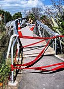 Footbridge over the Avon River, damaged in the 2010 Canterbury earthquake