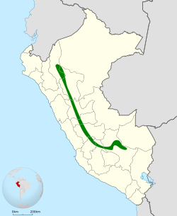 Distribución geográfica del orejero inca.