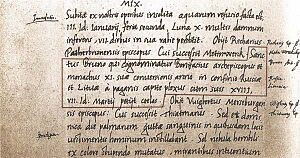 Archivo:Lietuvos vardas. The first name of Lithuania in writing 1009