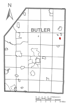 Map of Karns City, Butler County, Pennsylvania Highlighted.png