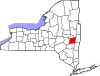 Mapa de Nueva York con la ubicación del condado de Albany