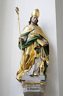 Statue of St. Hubertus - Nave - Jesuitenkirche - Heidelberg - Germany 2017.jpg