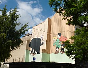 Archivo:Stups und Steppke von Hergé, Brüsseler Wandgemälde
