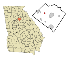 Walton County Georgia Incorporated and Unincorporated areas Between Highlighted.svg