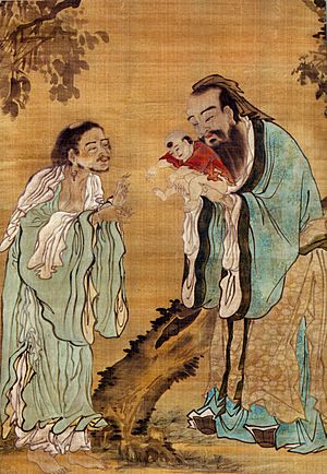 Archivo:Confucius Laozi Buddha