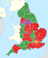 English districts map coloured by type 2023