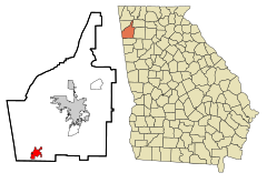 Floyd County Georgia Incorporated and Unincorporated areas Cave Spring Highlighted.svg