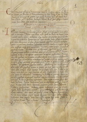 Archivo:Francisco Jiménez de Cisneros (22-01-1510) Constituciones del Colegio Mayor de San Ildefonso