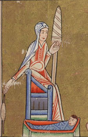 Archivo:Hunterian Psalter c. 1170 Eve spinning