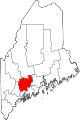 Mapa de Maine con la ubicación del condado de Kennebec