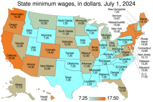 Archivo:Map of US minimum wage by state