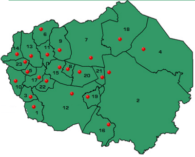 Mapa con los municipios de Olancho