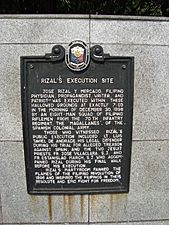Rizal's execution site historical marker at Rizal Park, Manila