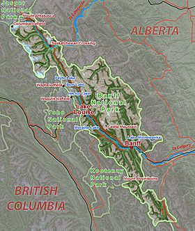 Mapa del parque nacional Banff