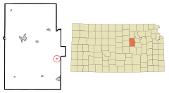 Dickinson County Kansas Incorporated and Unincorporated areas Woodbine Highlighted.svg