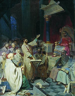 Archivo:First Council of Nicea by V.Surikov (1876-7, GTG)