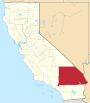 Mapa de California con la ubicación del condado de San Bernardino