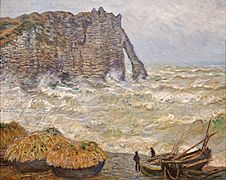 Monet - Mer agitée à Etretat