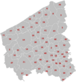 Municipalities West-Flanders Belgium Map - Number