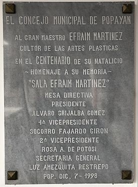 Archivo:Placa a Efraím Martínez Concejo Municipal Popayán