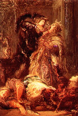 Archivo:Prince Hamlet kill King Claudius, in Shakespeare's Hamlet
